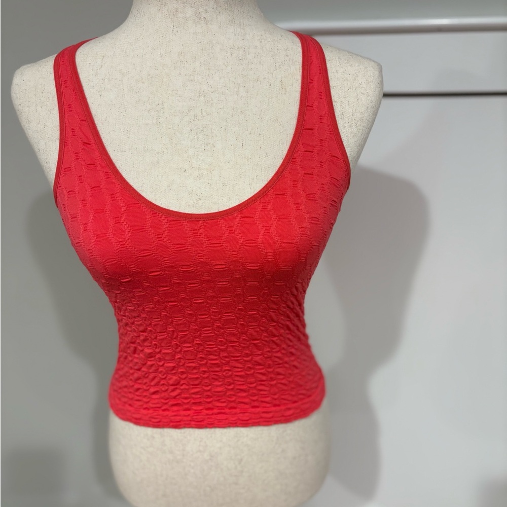 New Anthropologie Red Textured Tank  Top - size l/xl